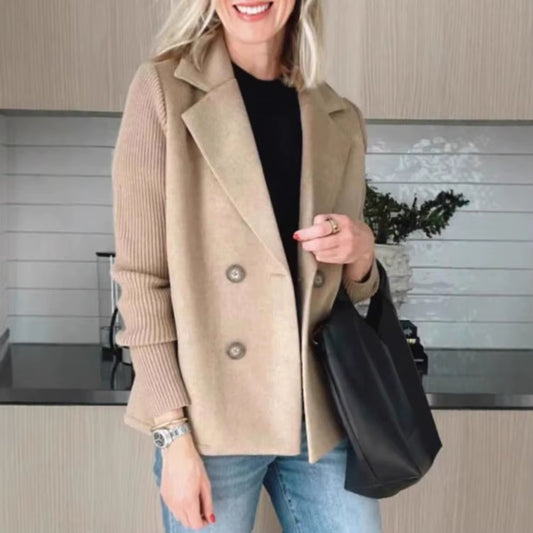 Women Cardigan Sweater Coats Fashion Female Knitted Long Sleeve Double-Breasted Loose Knitted Casual Suit Jacket Formal Business