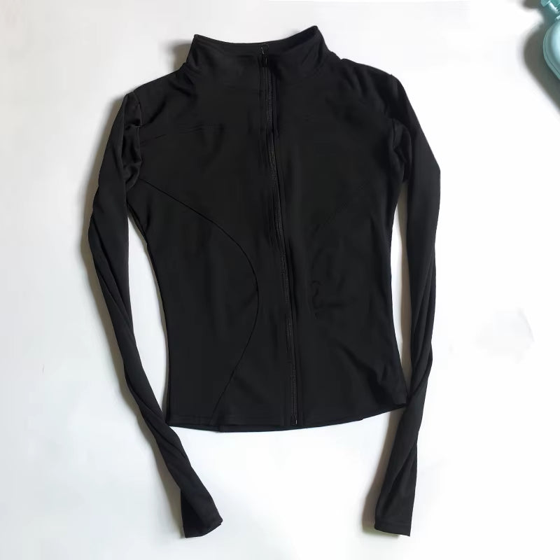 SUOTF Long Sleeve Yoga Shirt Women Zip Fitness Yoga Shirt Winter Warm Gym Top Activewear Running Coats Yoga Shirt Woman
