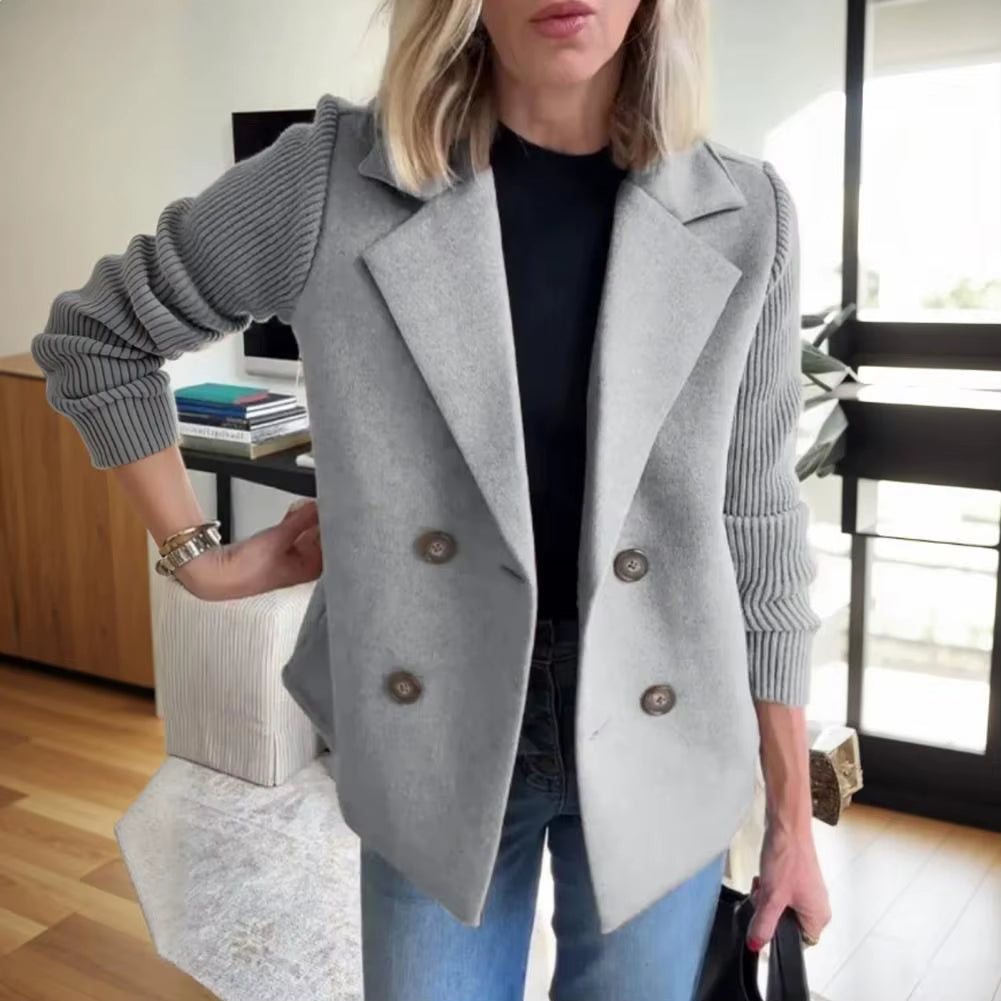 Women Cardigan Sweater Coats Fashion Female Knitted Long Sleeve Double-Breasted Loose Knitted Casual Suit Jacket Formal Business