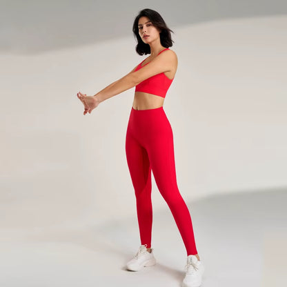 Women'S Sports Fitness Set Yoga Running Quick Dry Bra Bra Tight Stretch Nine Points Pants High Waisted Skinny Yoga Set