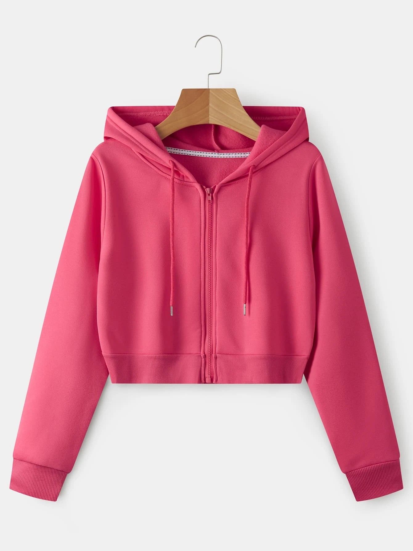 INAWLY Zip up Crop Drawstring Thermal Lined Hoodie,Long Sleeve Tops