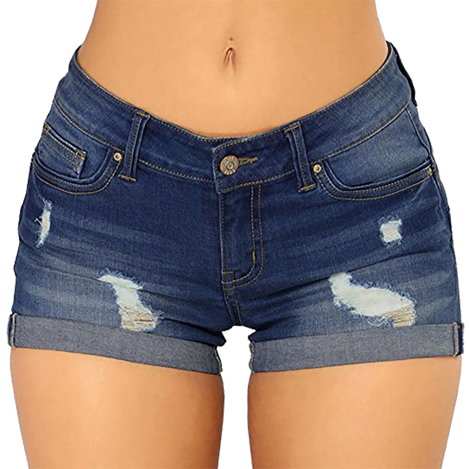 Summer Denim Shorts Women High Waisted plus Size Ripped High Waisted Denim Shorts Stretchy Jean Shorts Women'S Summer Shorts