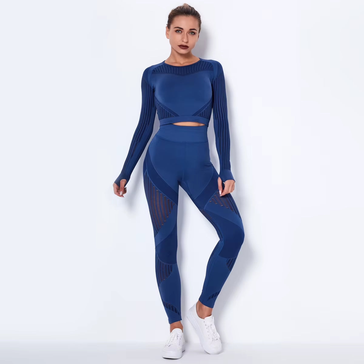 Workout Sets for Women 2 Piece Seamless Yoga Outfit Tracksuit High Waisted Leggings and Crop Top Gym Clothes Set