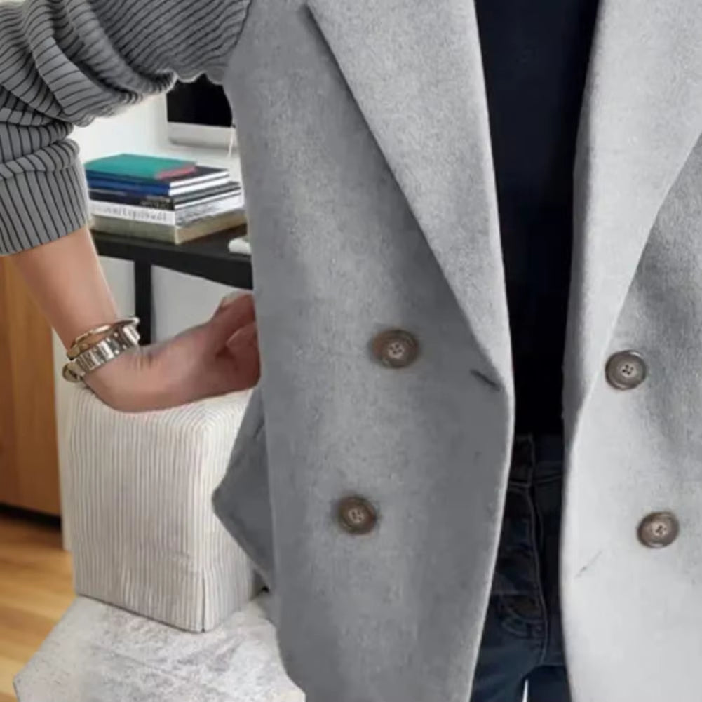 Women Cardigan Sweater Coats Fashion Female Knitted Long Sleeve Double-Breasted Loose Knitted Casual Suit Jacket Formal Business